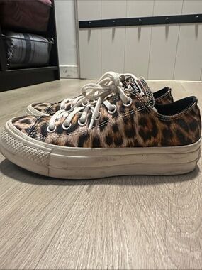 Converse Women’s Leopard Print Low Top Sneakers - Black & Brown